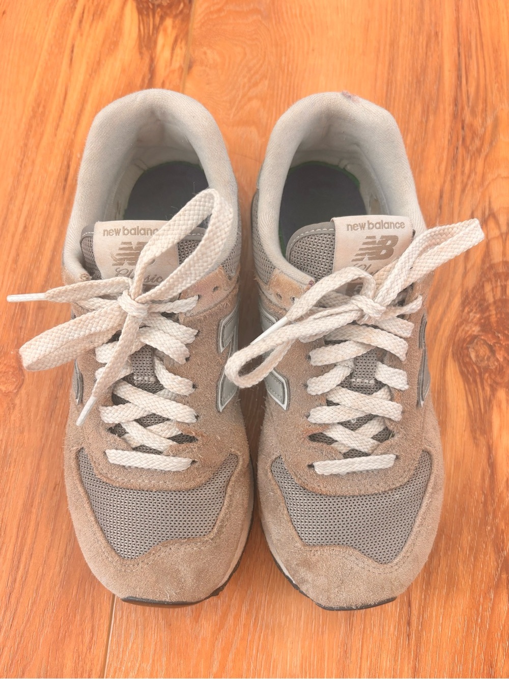 New Balance Women's Beige Suede Lace-Up Sneakers